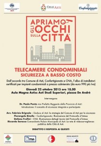 Giovedì prossimo il convegno in Astiss sulle telecamere condominiali e comunali