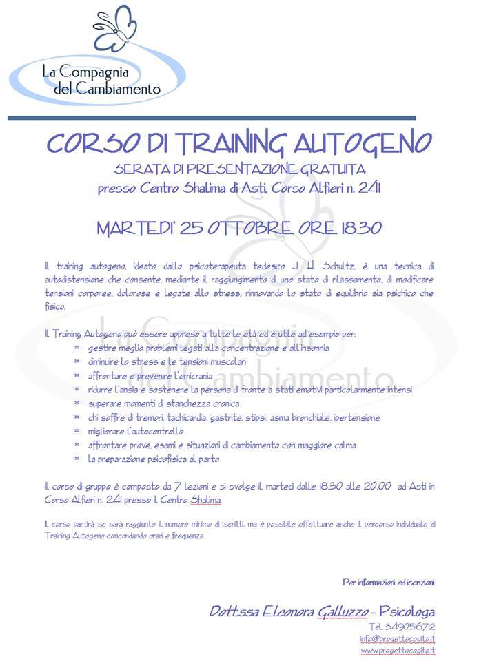 Ad Asti si presenta il corso di Training Autogeno