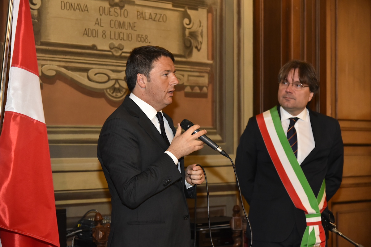 Il premier Matteo Renzi in visita ad Asti
