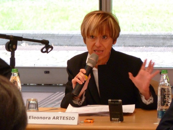 Eleonora Artesio al presidio del lavoratori Askoll