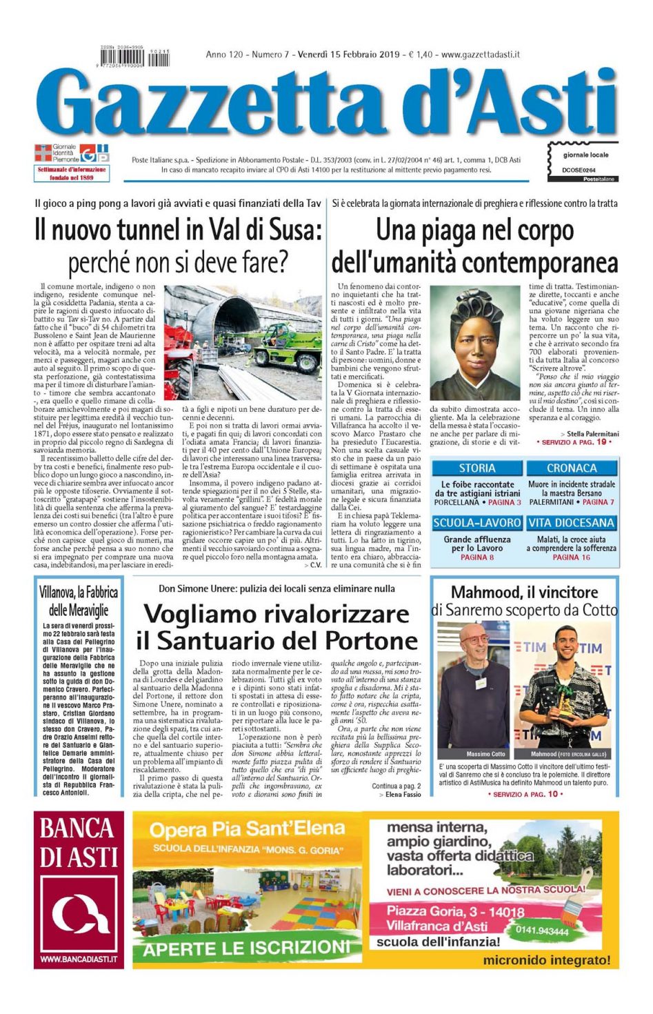 Prima pagina – 15 febbraio 2019