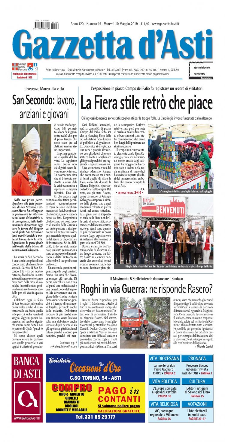 Prima pagina – 10 maggio 2019