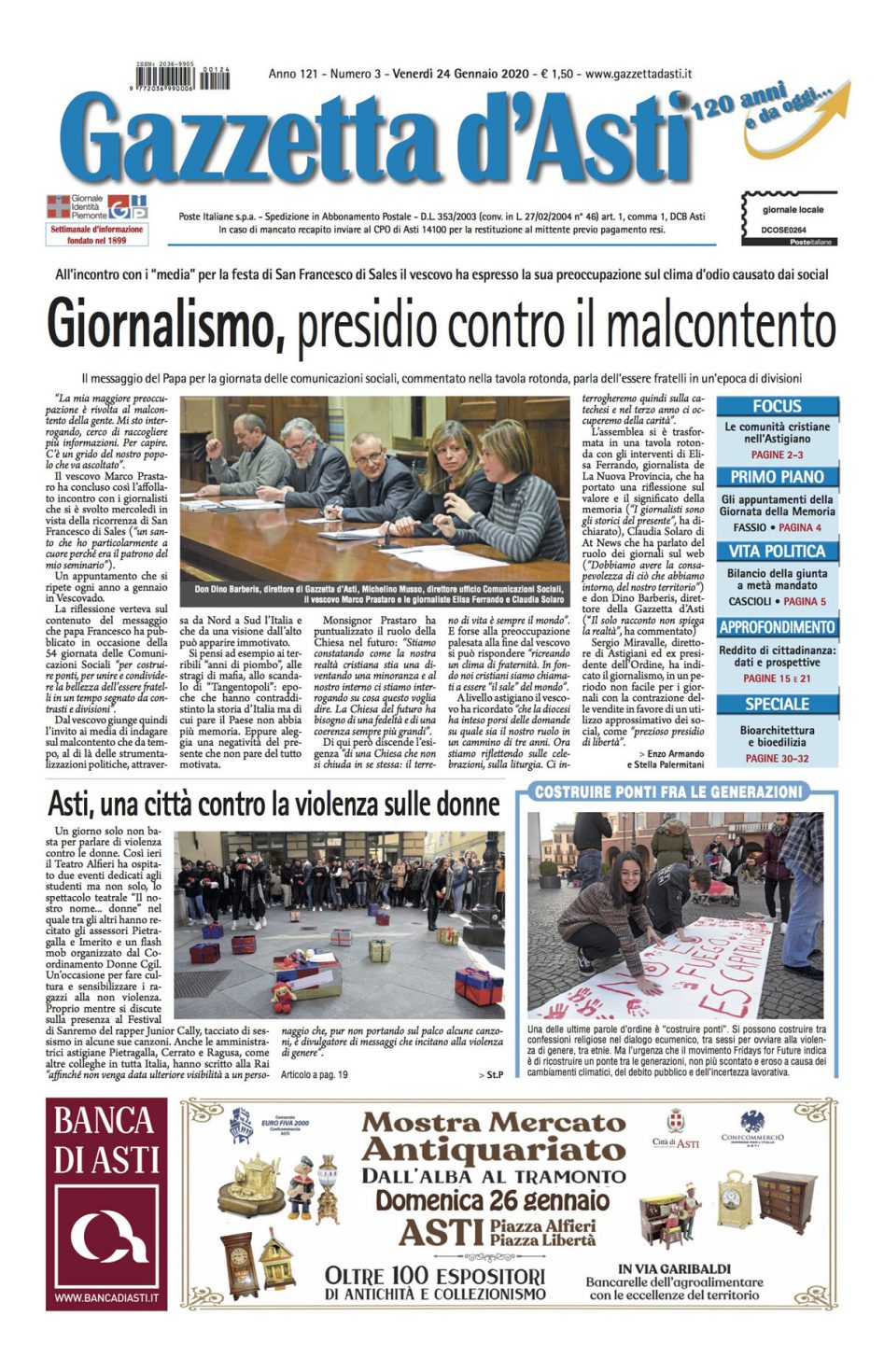 Prima pagina – 24 gennaio 2020