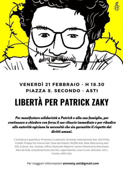 Libertà per Patrick Zaky: manifestazione ad Asti