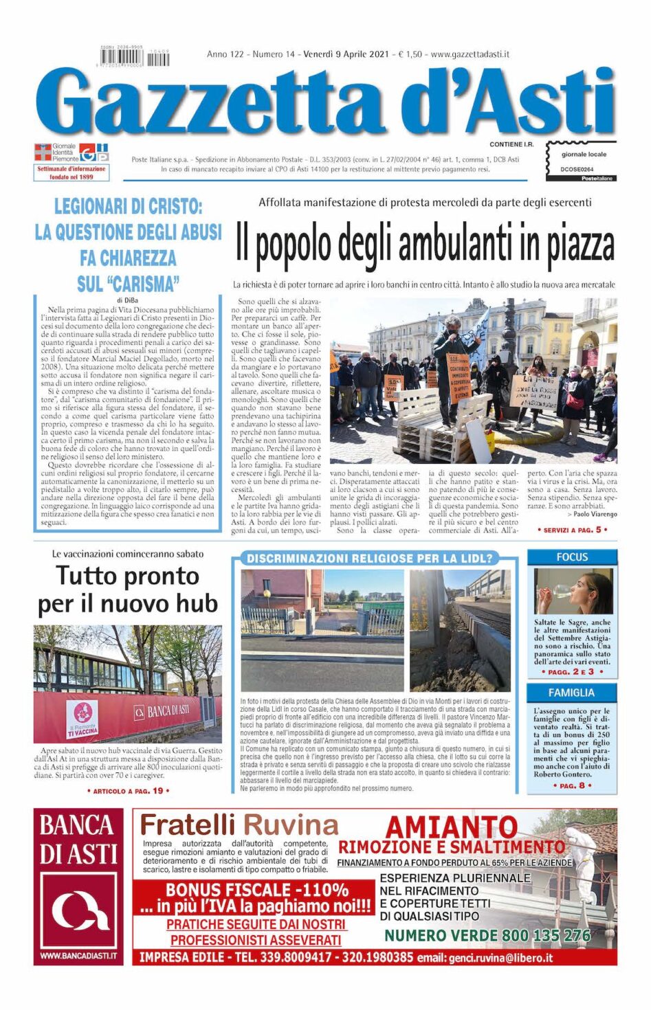 Prima pagina – 9 aprile 2021