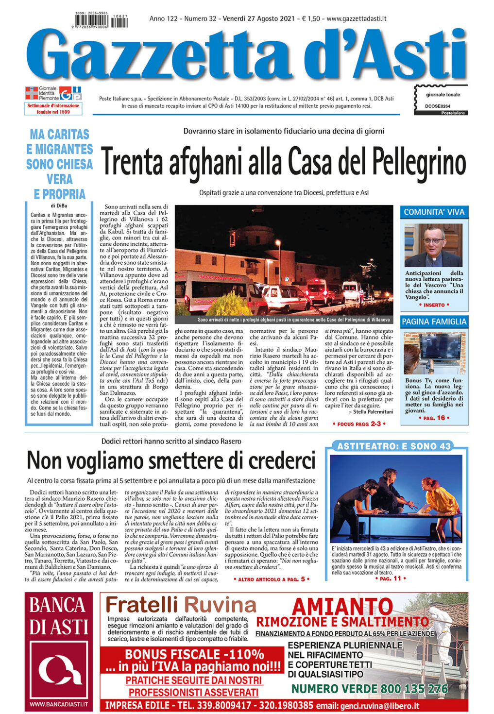 Prima pagina – 27 agosto 2021