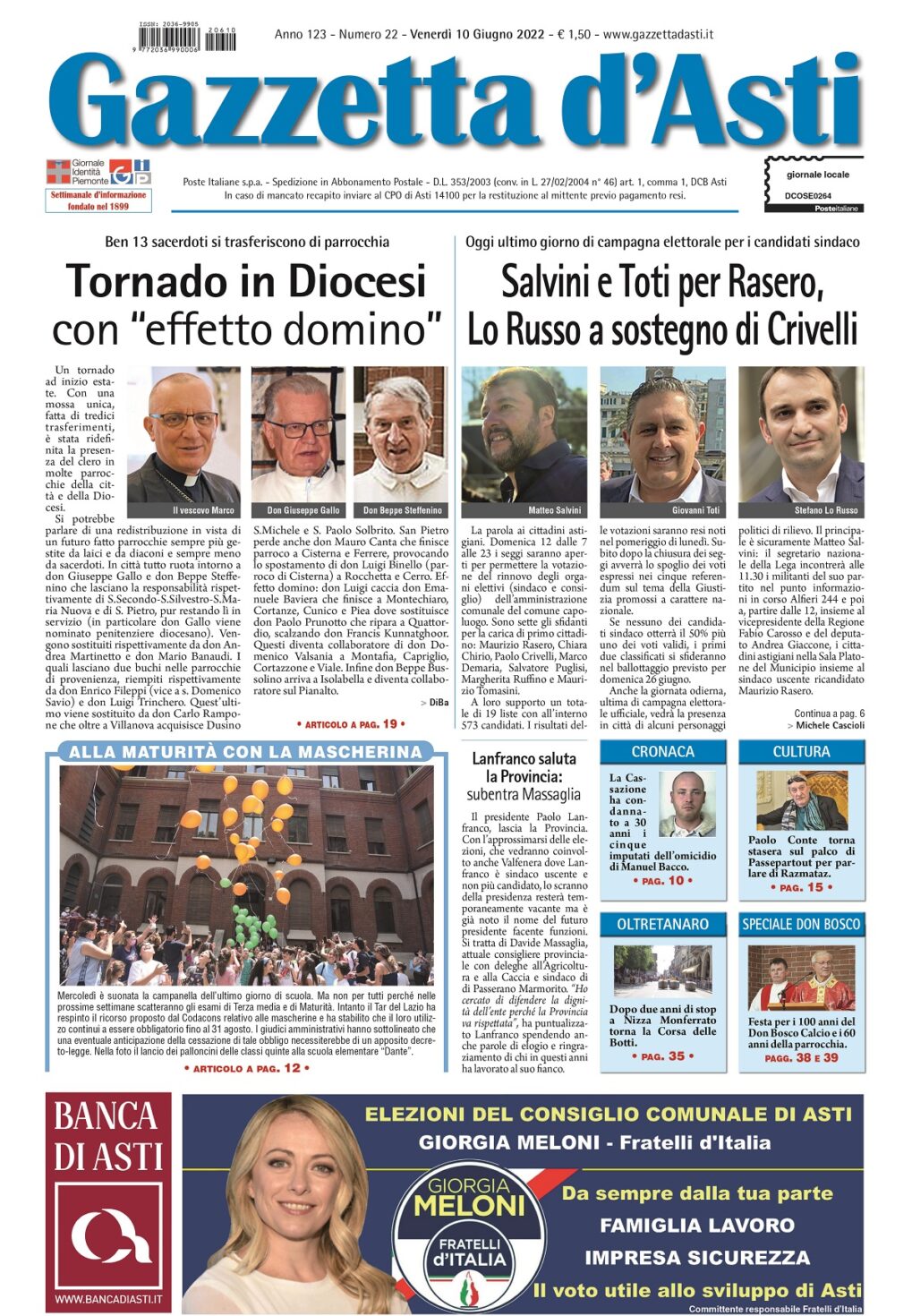 Prima pagina – 10 giugno 2022