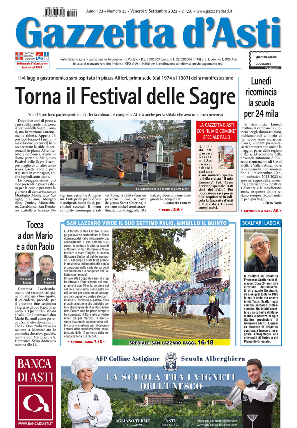 Prima pagina – 9 settembre 2022