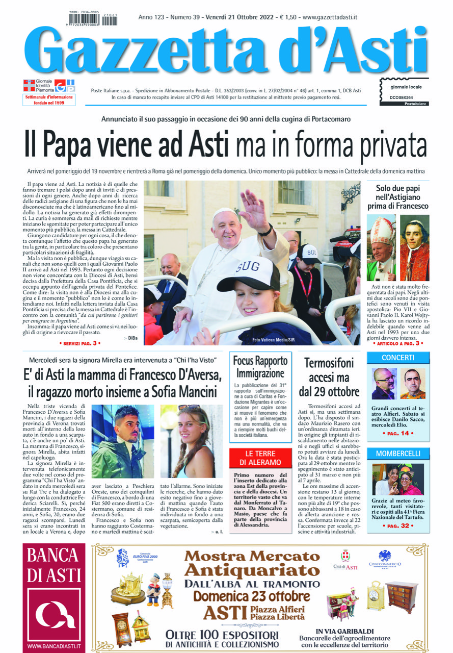 Prima pagina – 21 ottobre 2022