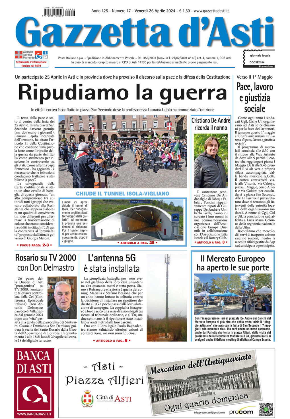 Prima pagina – 26 aprile 2024