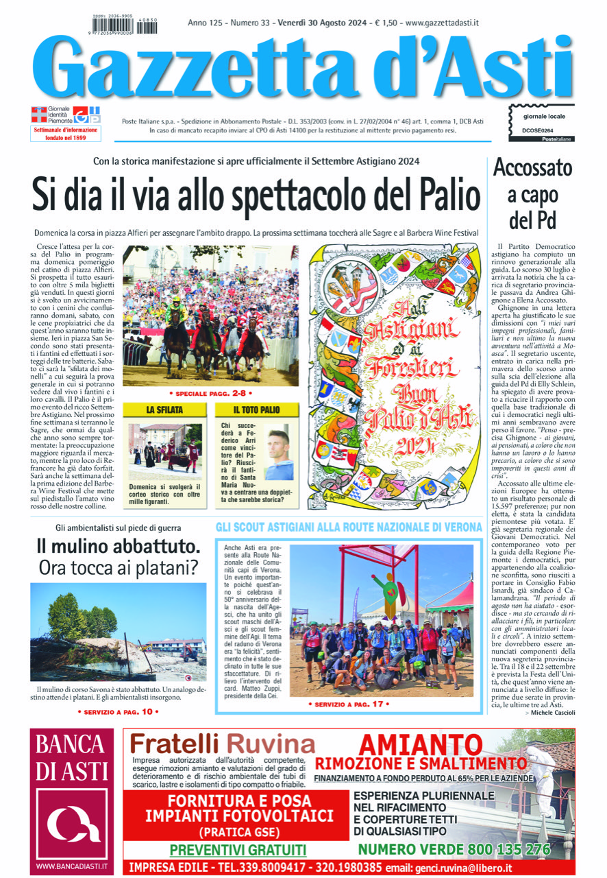 Prima pagina – 30 agosto 2024