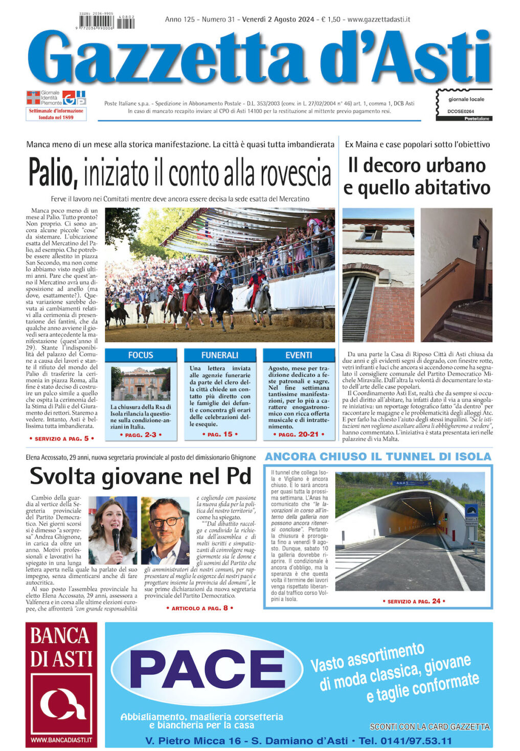 Prima pagina – 2 agosto 2024