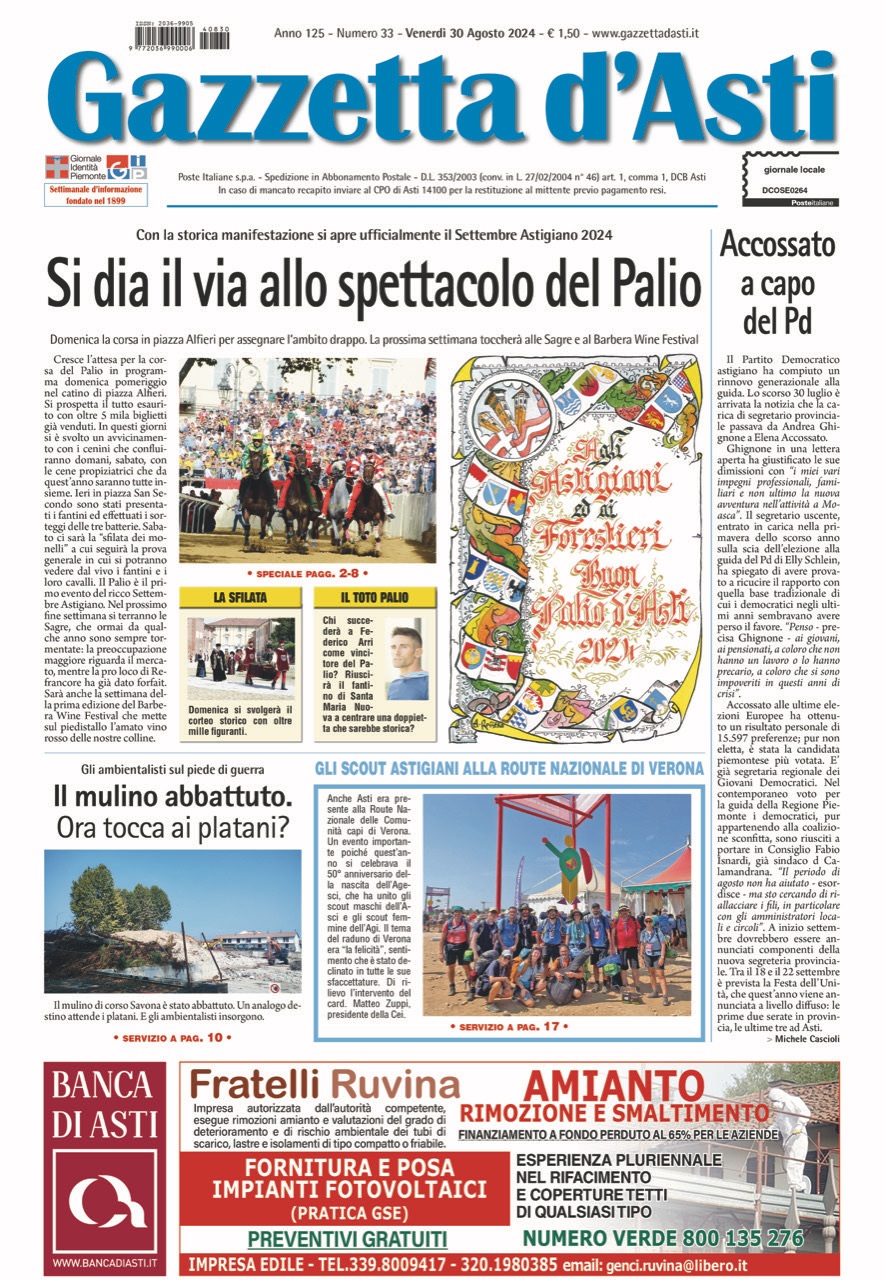 Prima pagina- 30 agosto 2024