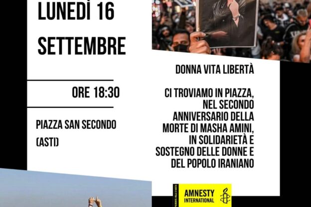 Amnesty International Asti in piazza al grido: “Donne, Vita e Libertà”