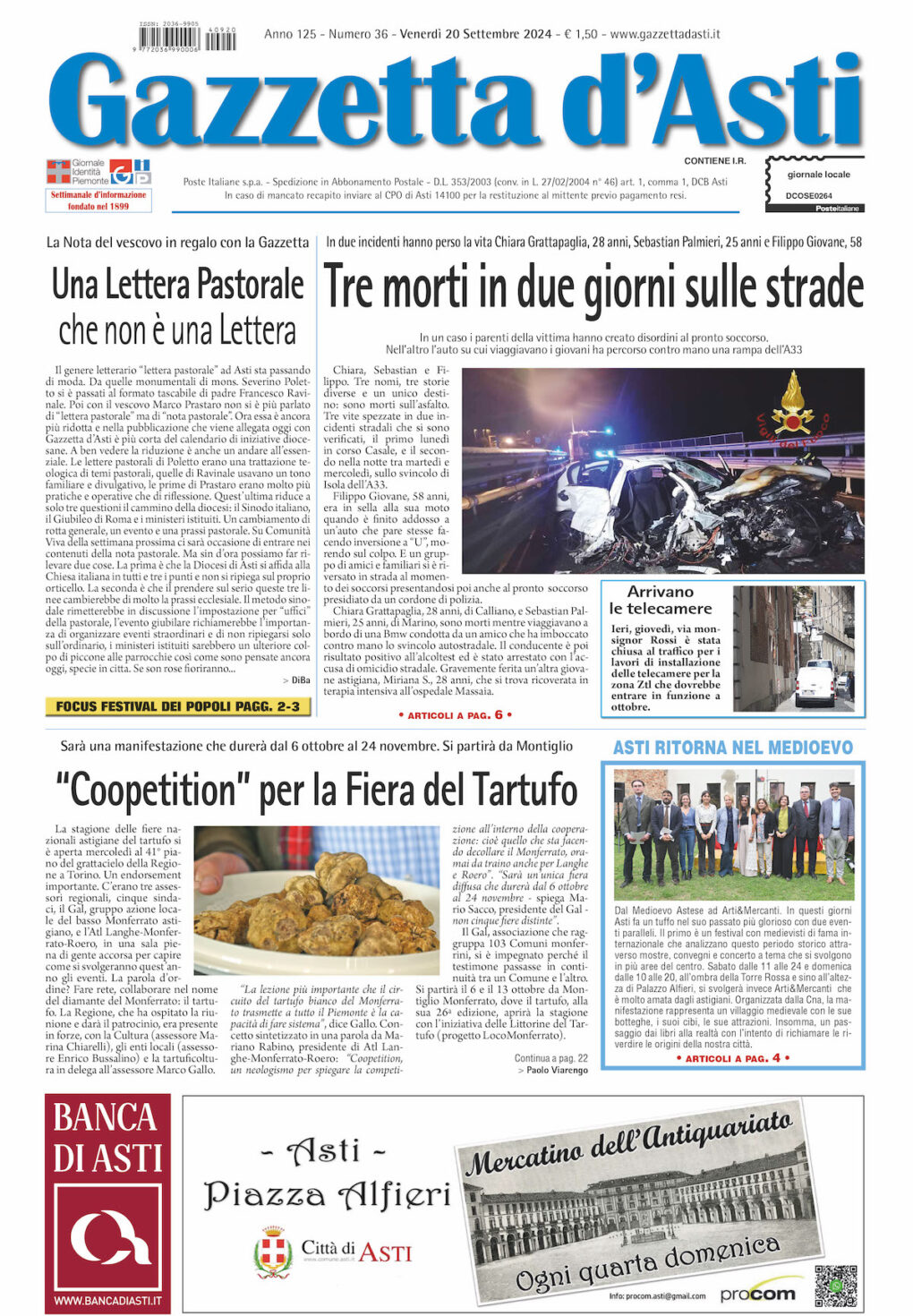 Prima pagina – 20 settembre 2024