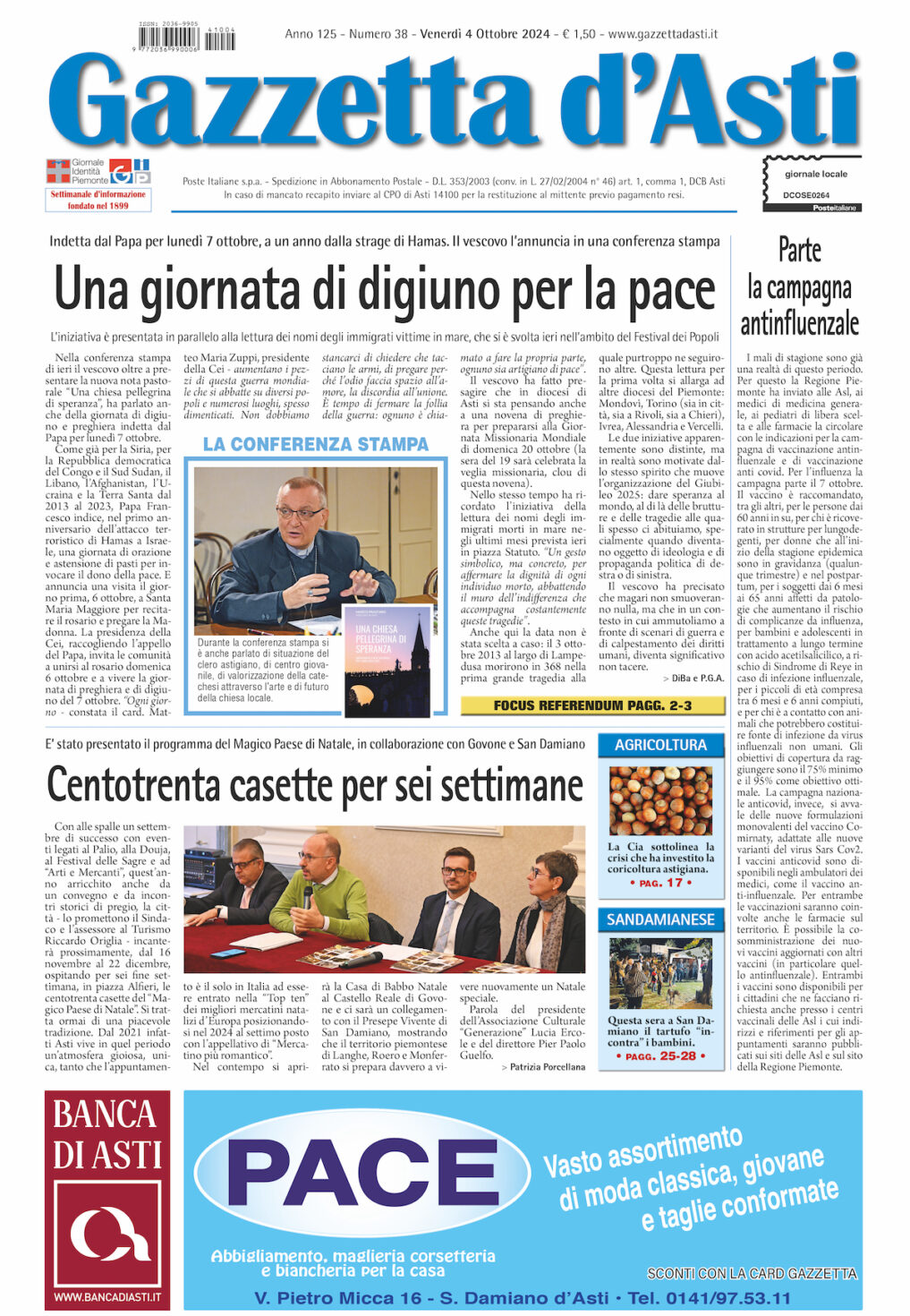 Prima pagina – 4 ottobre 2024