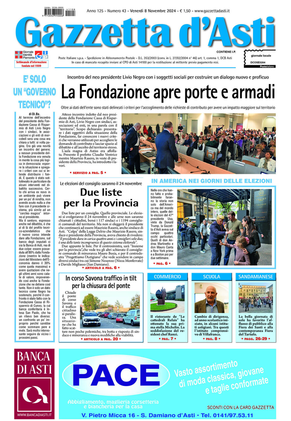 Prima pagina – 8 novembre 2024