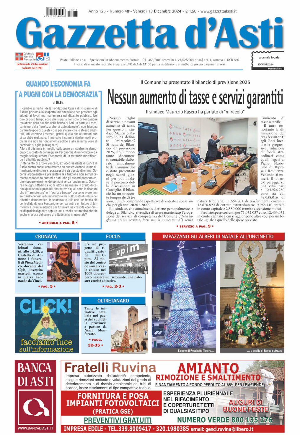 Prima pagina – 13 dicembre 2024