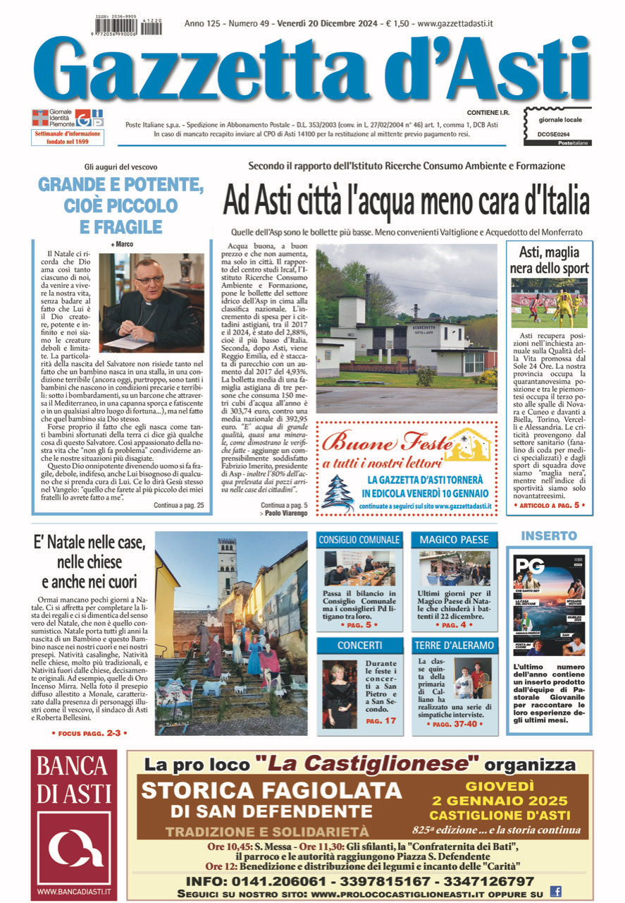 Prima pagina – 20 dicembre 2024