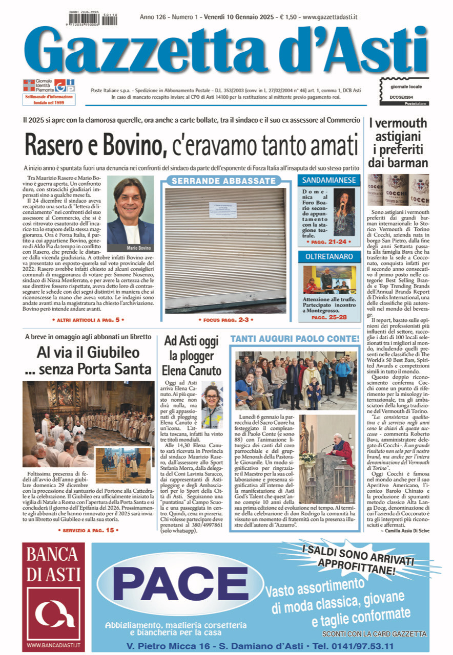 Prima pagina – 10 gennaio 2025