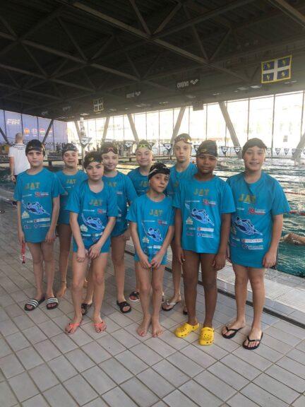 Gli atleti dello Junior Pentathlon Asti alla seconda tappa del Grand Prix esordienti A di nuoto