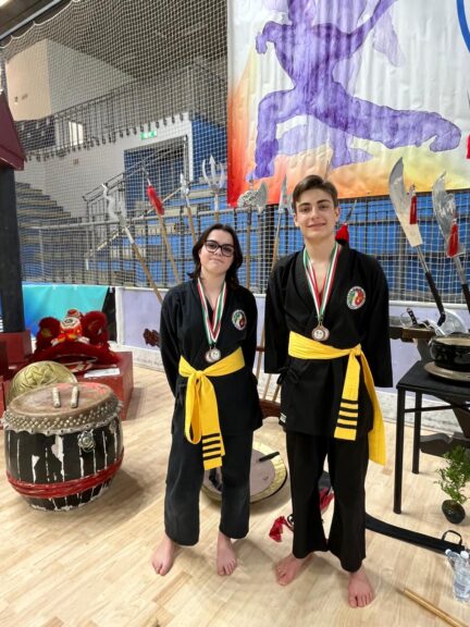 Aurora Santini e Giacomo Cirone sul podio al campionato Famtv Interstile di Kung Fu vietnamita