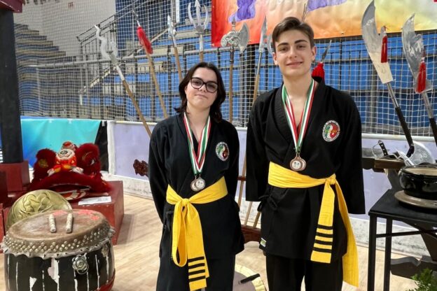 Aurora Santini e Giacomo Cirone sul podio al campionato Famtv Interstile di Kung Fu vietnamita